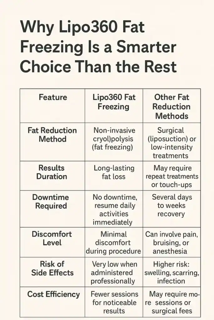 Is it possible to permanently freeze fat cells? 2 Table showing benefits of fat freezing to remove fat cells Livingston from Lipo 360