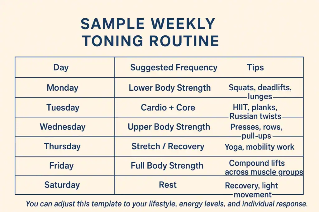 Achieving the Perfect Tone: How Often Should You Exercise for Results? 4 Weekly exercise Livingston plan graphic