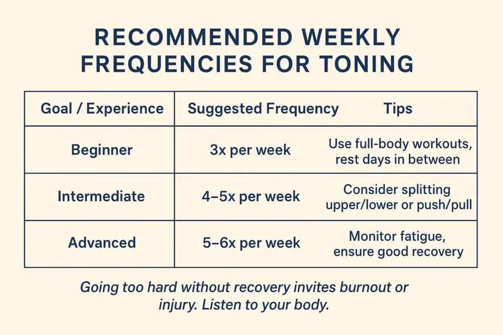 Achieving the Perfect Tone: How Often Should You Exercise for Results? 2 Graphic to show how often you should do exercise to help with toning Livingston