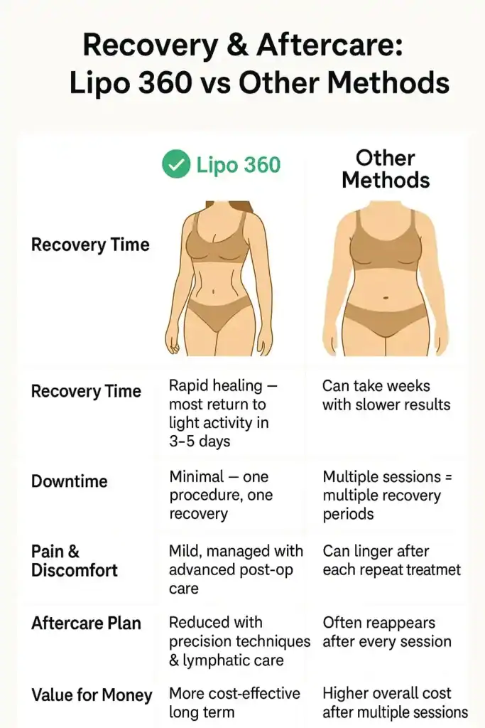 Recovery and Aftercare for Fat-Dissolving Surgery 2 Table to show fat dissolving injection aftercare Livingston